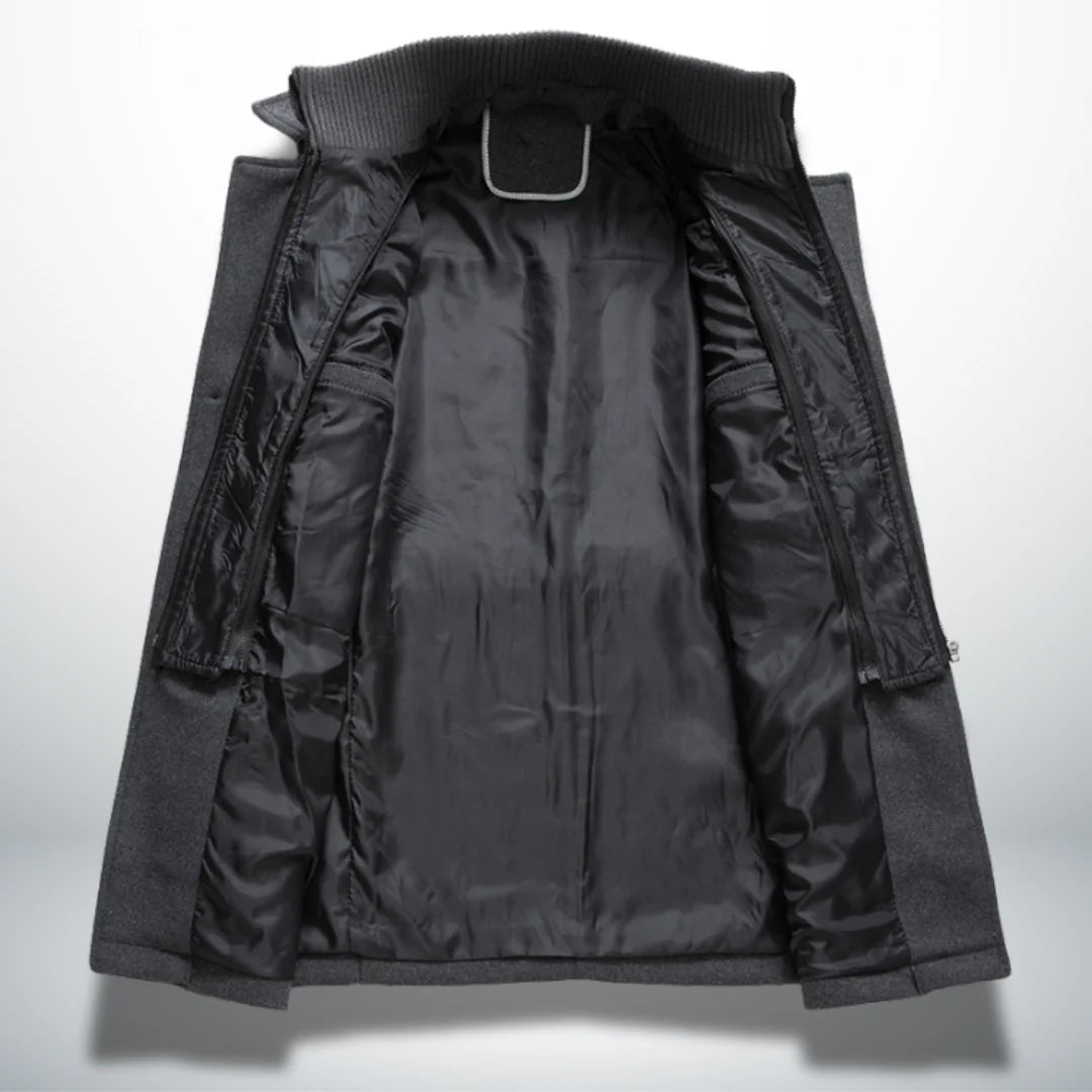 Płaszcz męski zimowy – średni krój z guzikami | Sebastian